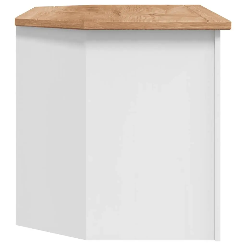 Corner TV Cabinet White Modern Living Room Storage Unit with Drawers