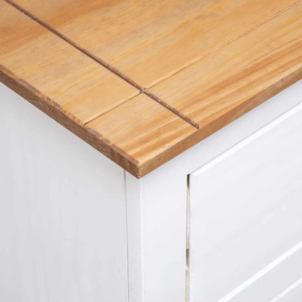 Solid Pinewood Sideboard White 2 Drawers 2 Doors 93W x 40D x 80H cm