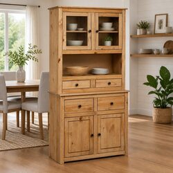 Solid Pine Highboard 93x40.5x180 cm Brown Storage Cabinet Rustic Design