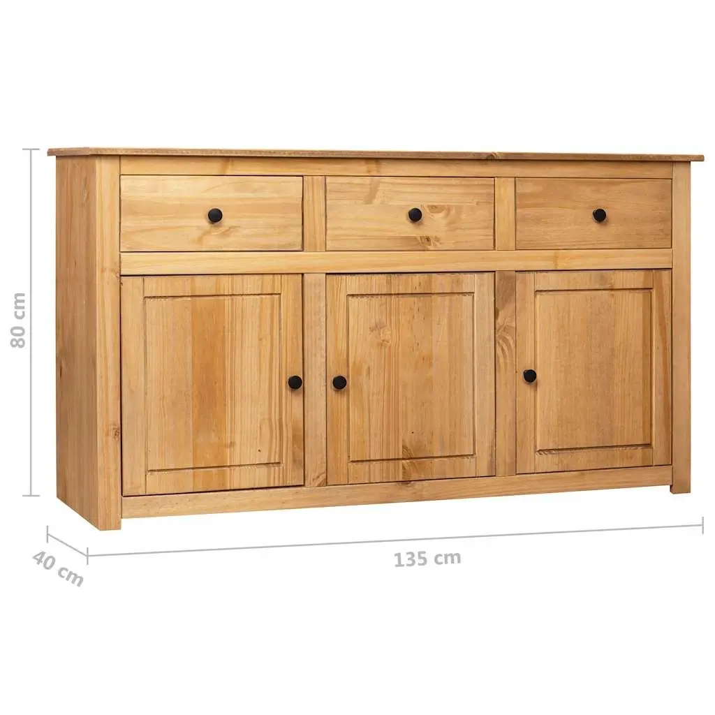 Solid Pinewood Sideboard Brown 135x40x80 cm Storage Cabinet