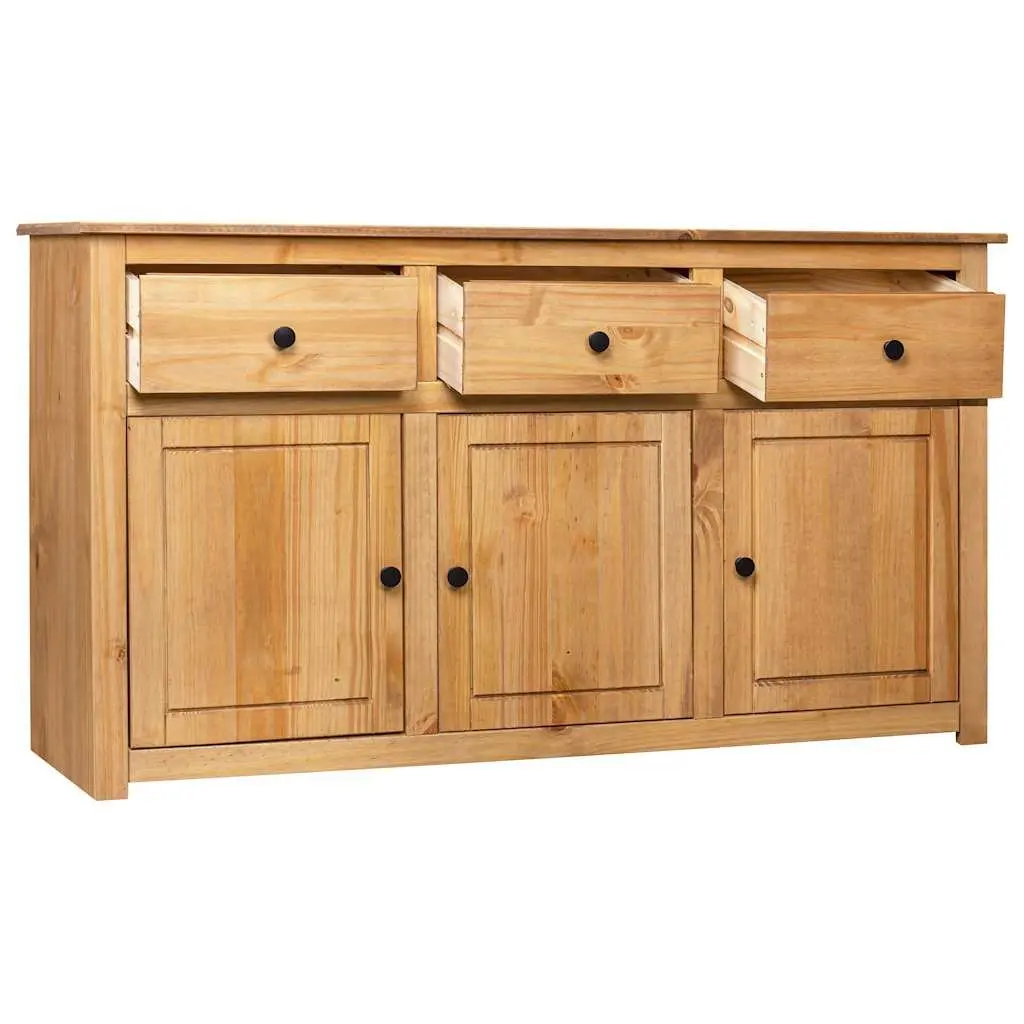 Solid Pinewood Sideboard Brown 135x40x80 cm Storage Cabinet