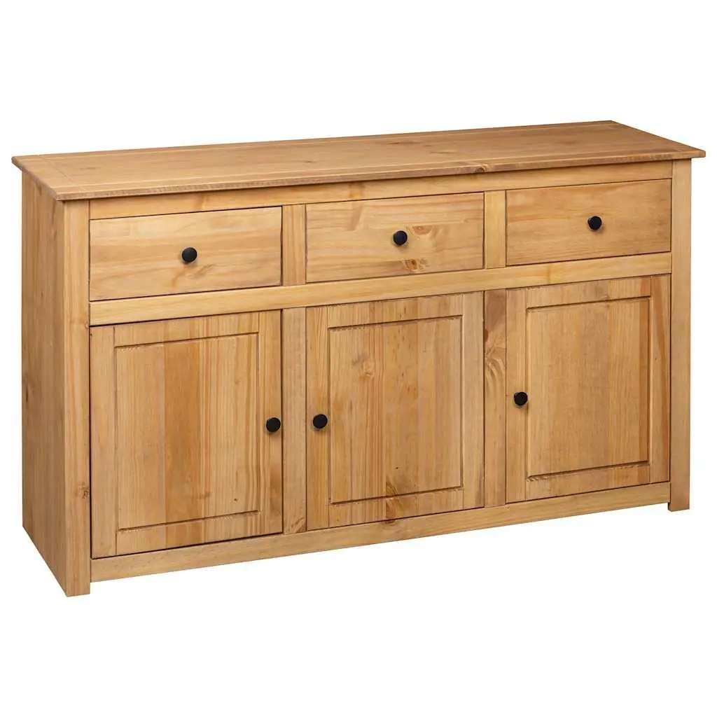 Solid Pinewood Sideboard Brown 135x40x80 cm Storage Cabinet