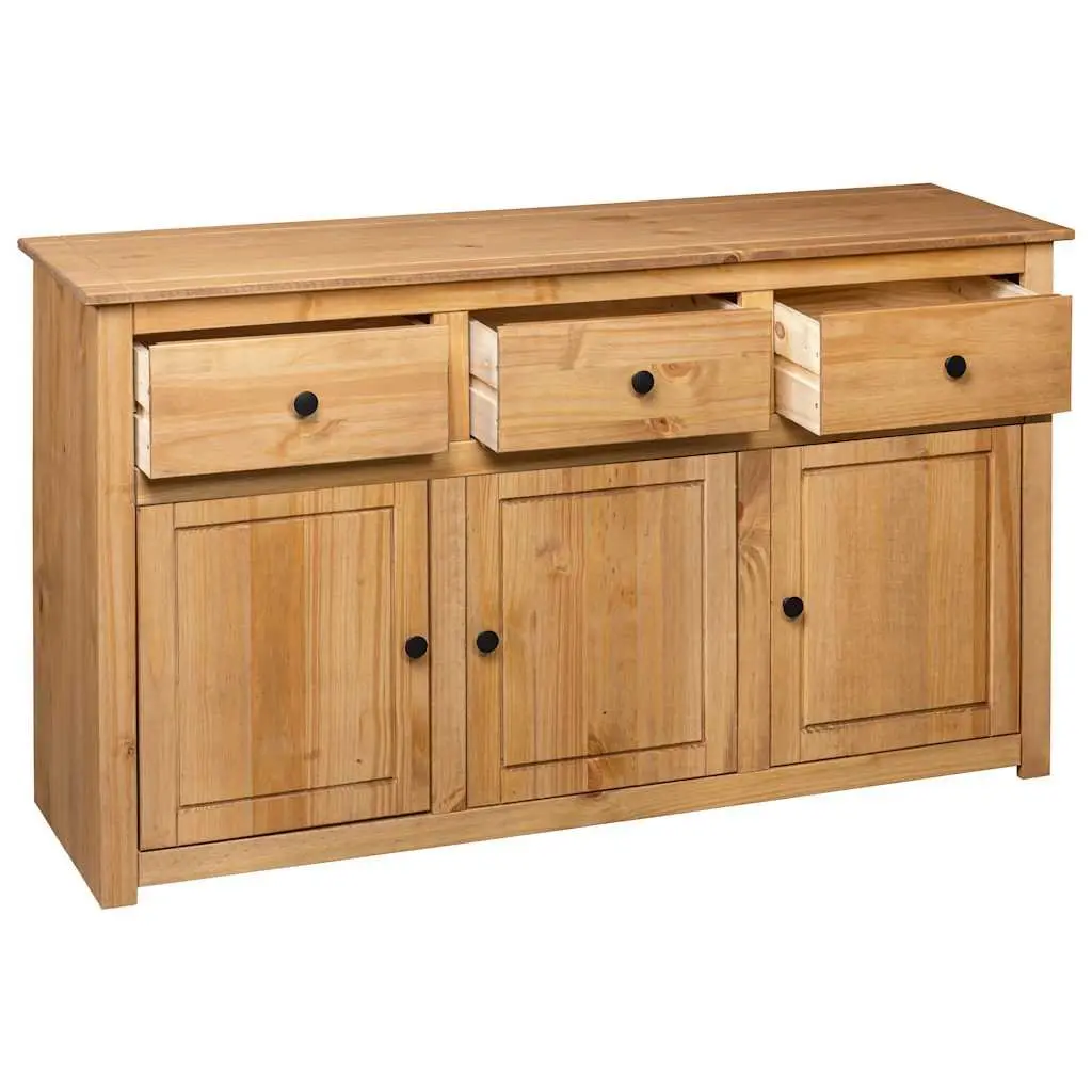 Solid Pinewood Sideboard Brown 135x40x80 cm Storage Cabinet