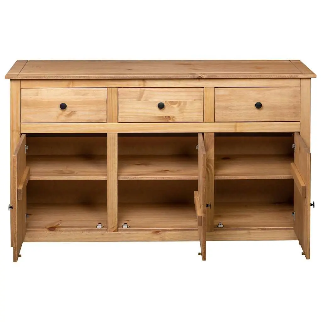 Solid Pinewood Sideboard Brown 135x40x80 cm Storage Cabinet