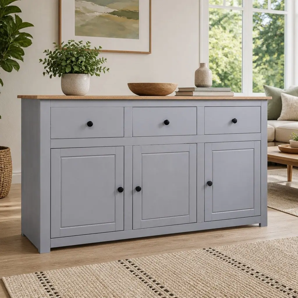 Grey Storage Sideboard with 3 Drawers