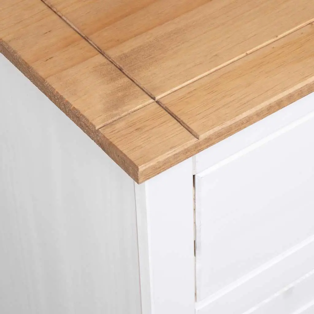 Solid Pinewood Sideboard Storage Cabinet White 3 Drawer Buffet Display Unit 135W x 40D x 80H cm