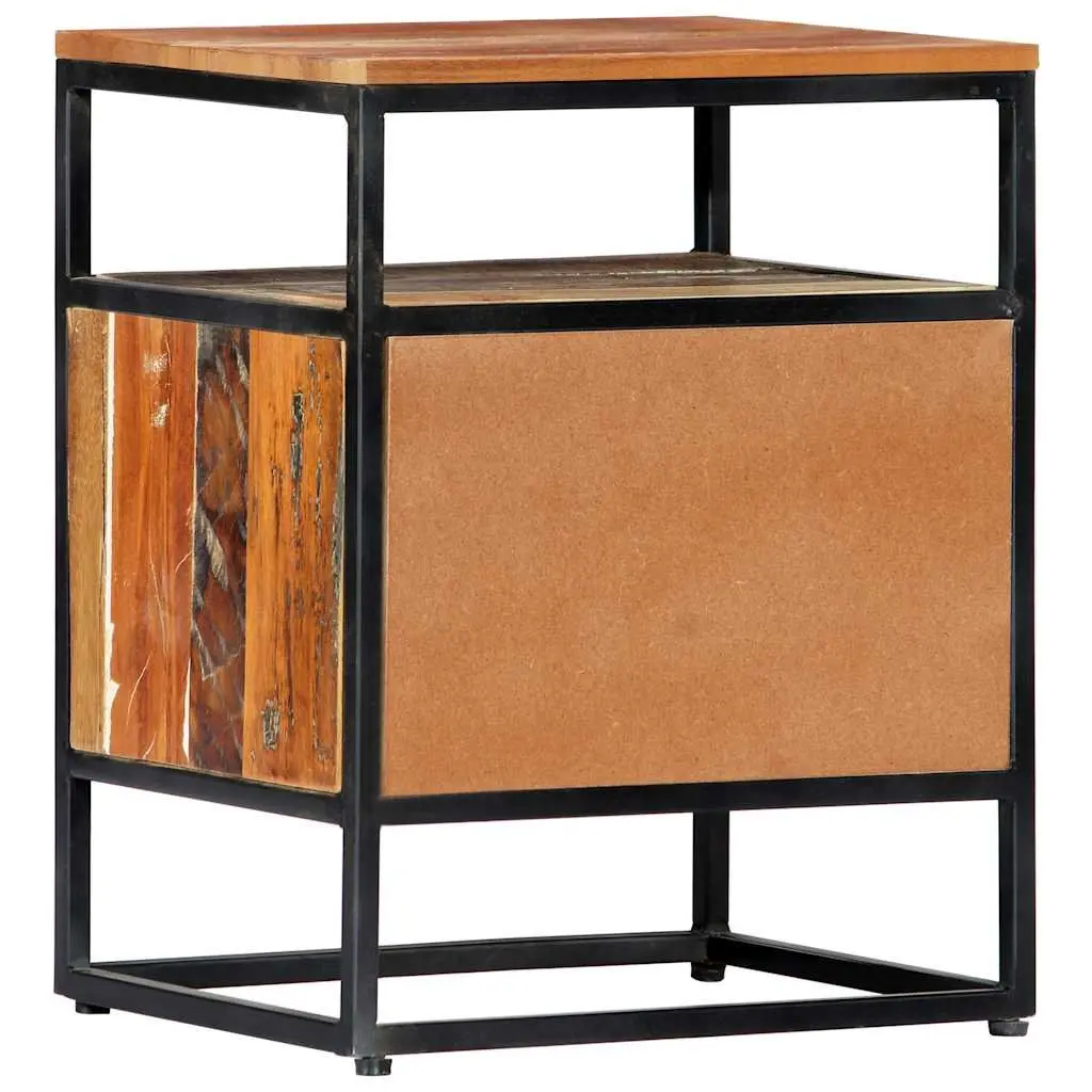 Bedside Cabinet 40x30x50cm Brown Solid Reclaimed Wood Steel Frame Nightstand