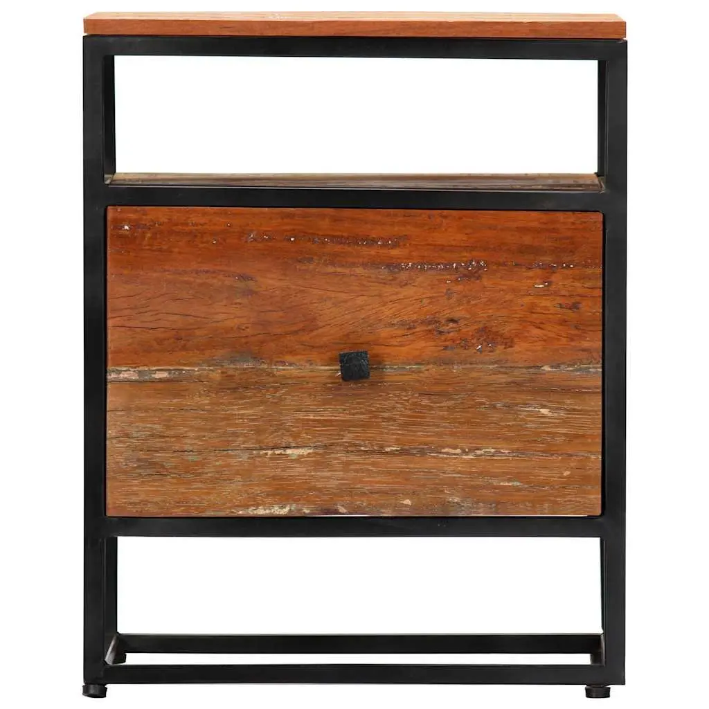 Bedside Cabinet 40x30x50cm Brown Solid Reclaimed Wood Steel Frame Nightstand