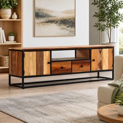 Your New TV Cabinet: Reclaimed Wood with Steel Frame 120x30x40 cm