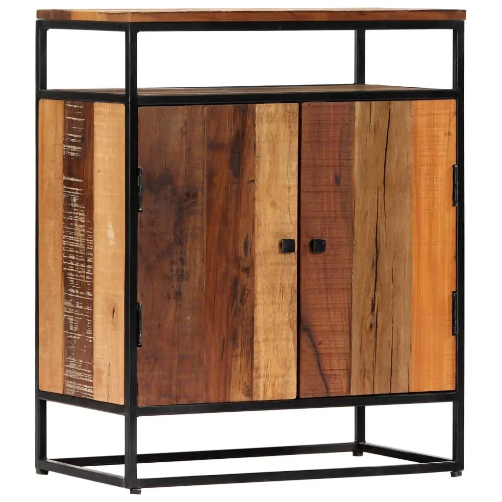 Solid Reclaimed Wood Side Cabinet 60x35x76cm Brown Sideboard Storage 2 Doors