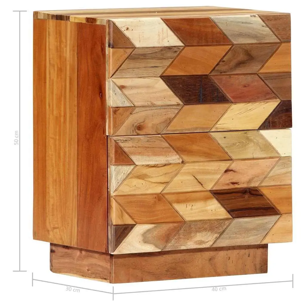 Bedside Cabinet 40x30x50 cm Reclaimed Wood Nightstand with 2 Drawers Brown