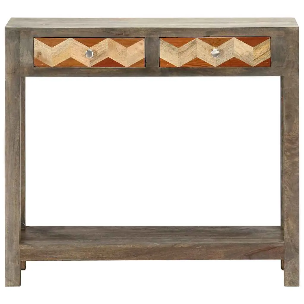 Console Table Grey Solid Mango Wood with Shelf Drawers 86x30x76cm