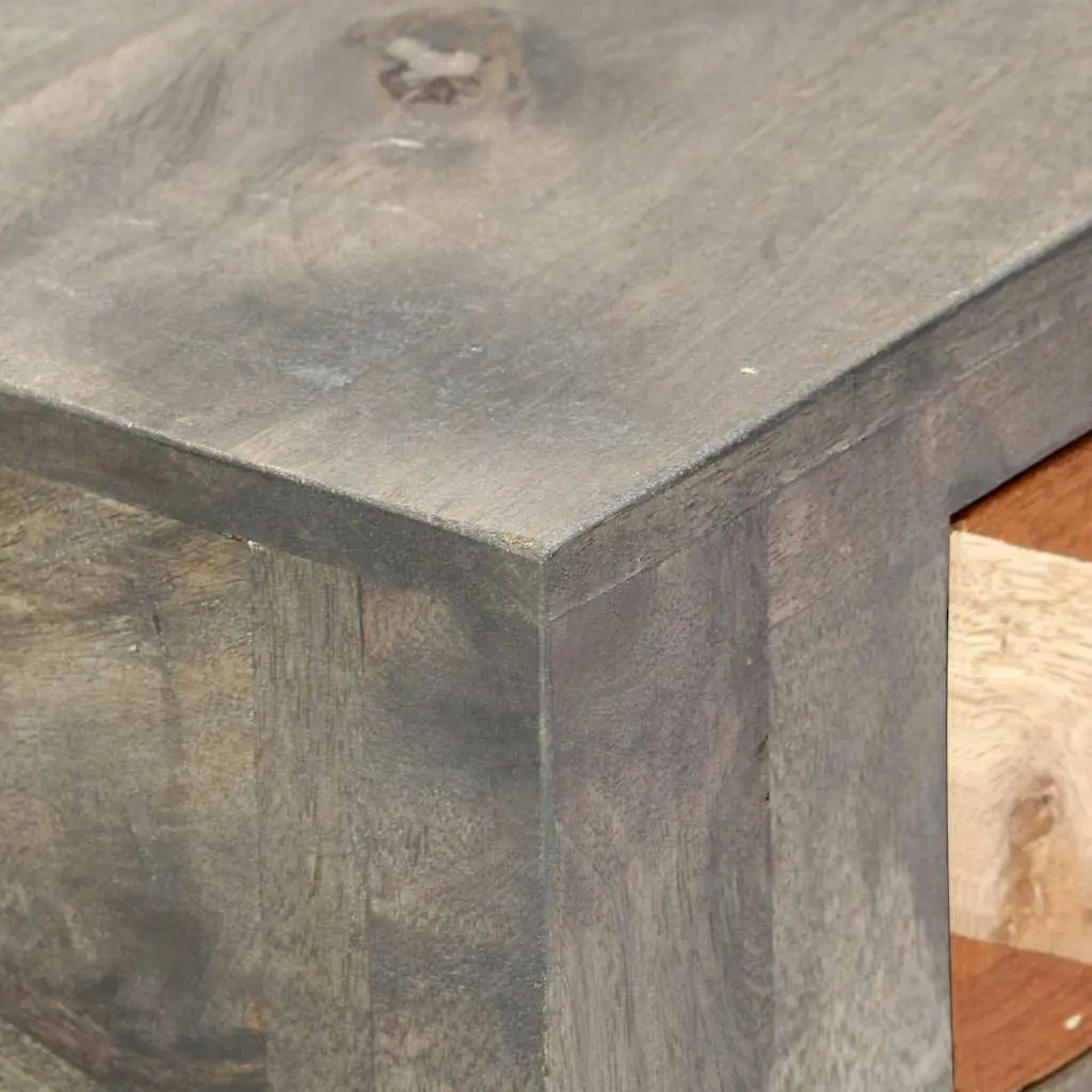 Console Table Grey Solid Mango Wood with Shelf Drawers 86x30x76cm