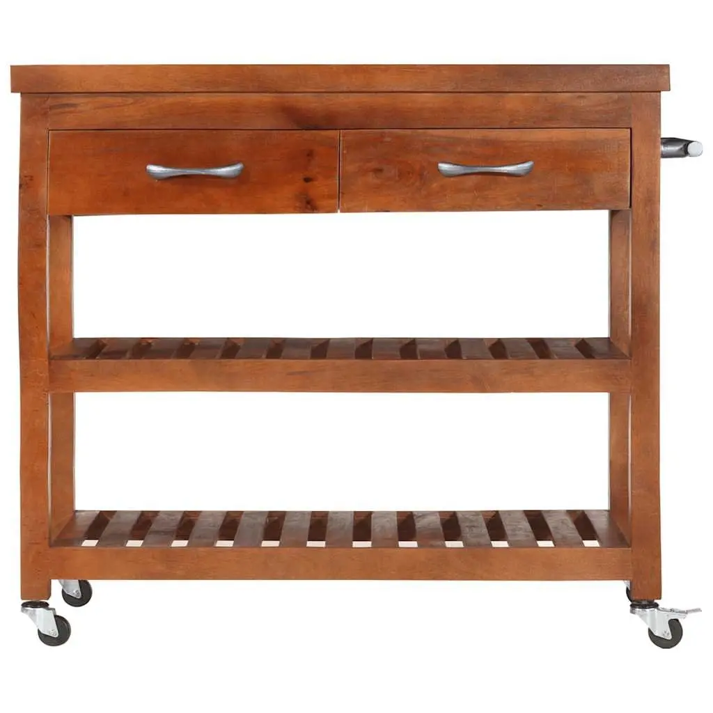 Kitchen Trolley Solid Acacia Wood Storage Cart 100x48x89cm Brown Dining