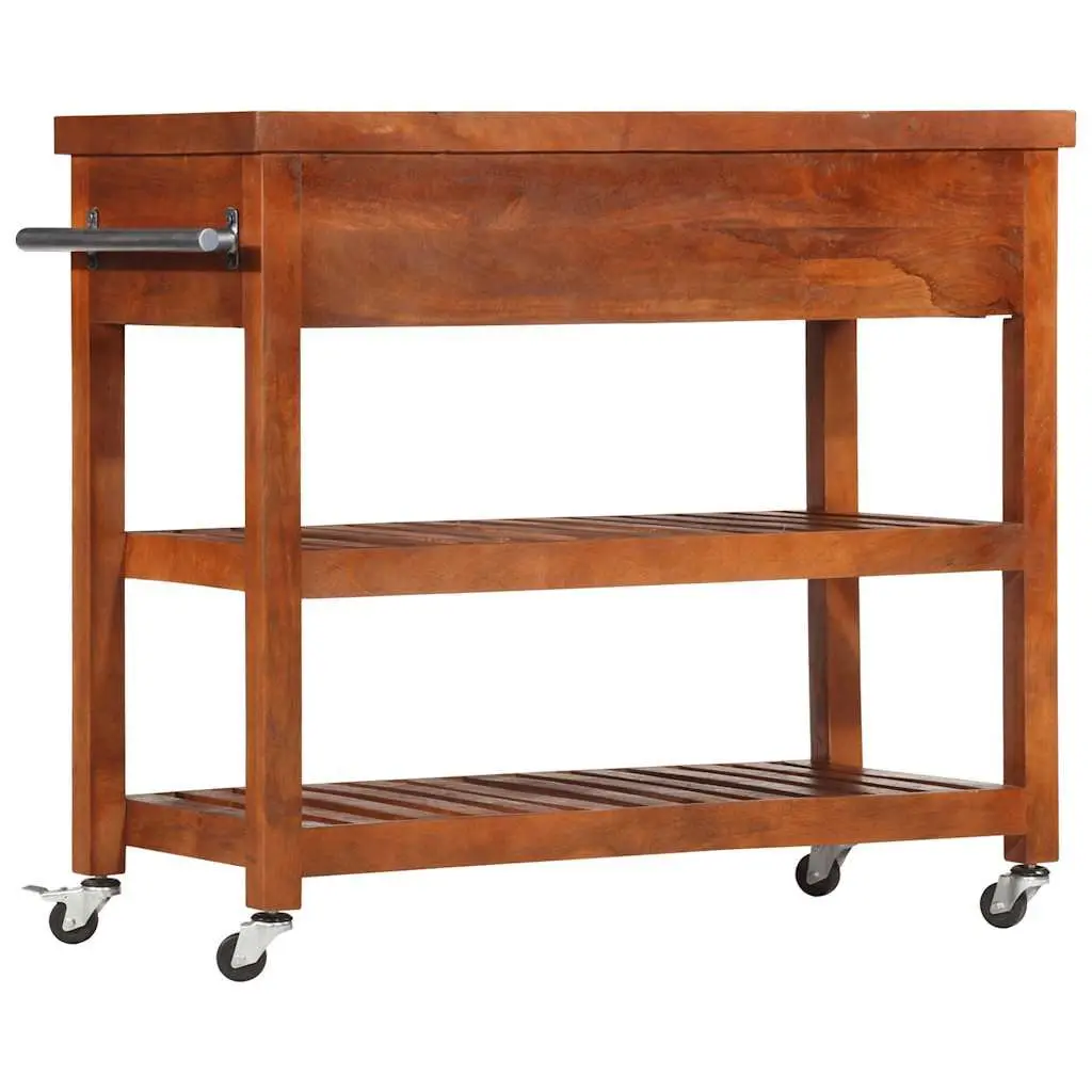 Kitchen Trolley Solid Acacia Wood Storage Cart 100x48x89cm Brown Dining