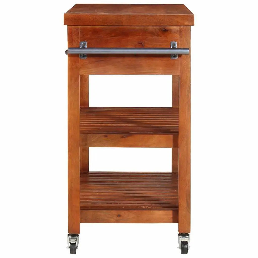 Kitchen Trolley Solid Acacia Wood Storage Cart 100x48x89cm Brown Dining