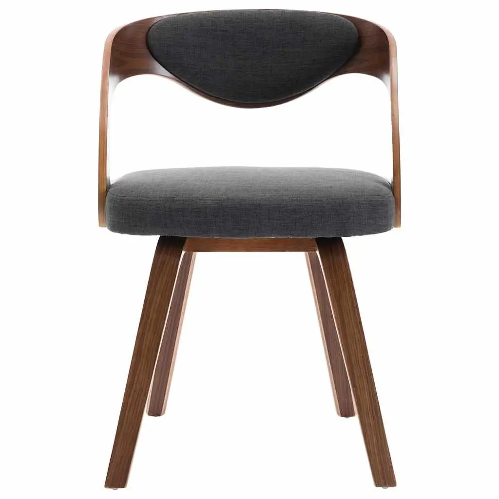 Dining Chairs Grey Bent Wood Frame Fabric Upholstered 2 Piece