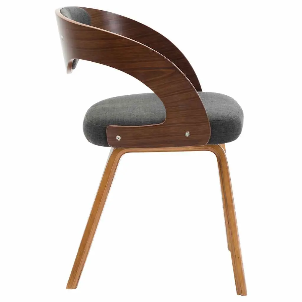Dining Chairs Grey Bent Wood Frame Fabric Upholstered 2 Piece