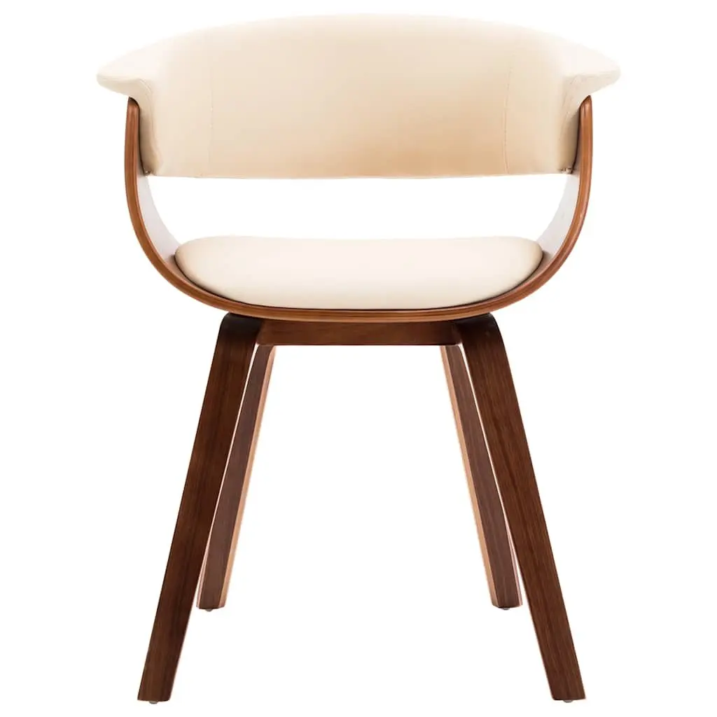 Cream Upholstered Faux Leather Dining Chair with Bent Wood Frame for Kitchen and Casual Living Spaces