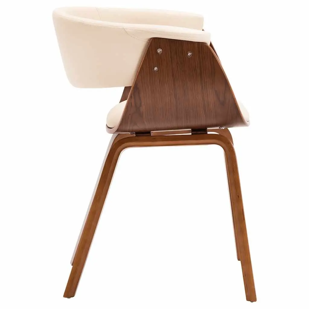 Cream Upholstered Faux Leather Dining Chair with Bent Wood Frame for Kitchen and Casual Living Spaces