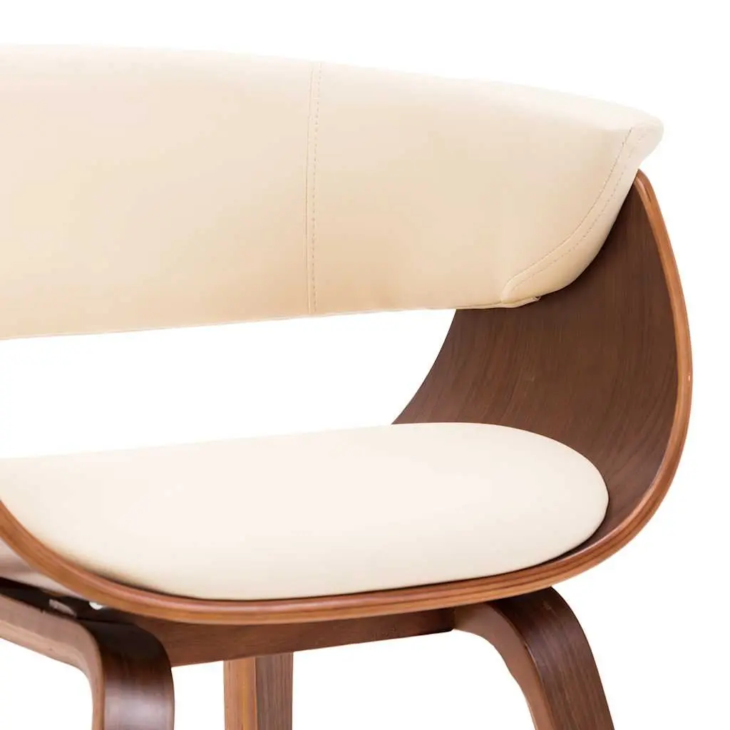 Cream Upholstered Faux Leather Dining Chair with Bent Wood Frame for Kitchen and Casual Living Spaces