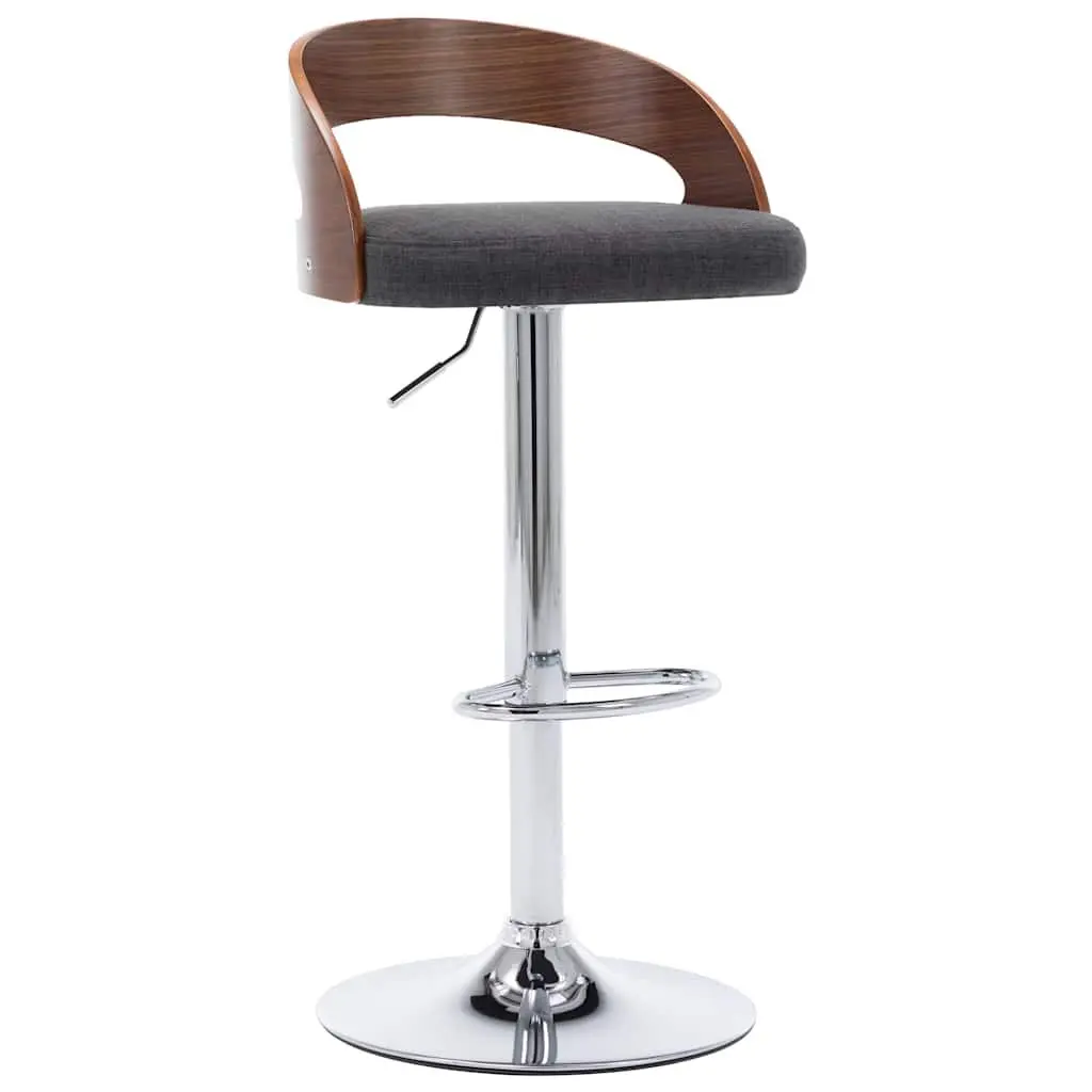 Bar Stools Set of 2 Grey Fabric Bentwood Frame Height Adjustable Counter Chairs