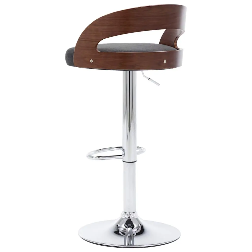 Bar Stools Set of 2 Grey Fabric Bentwood Frame Height Adjustable Counter Chairs