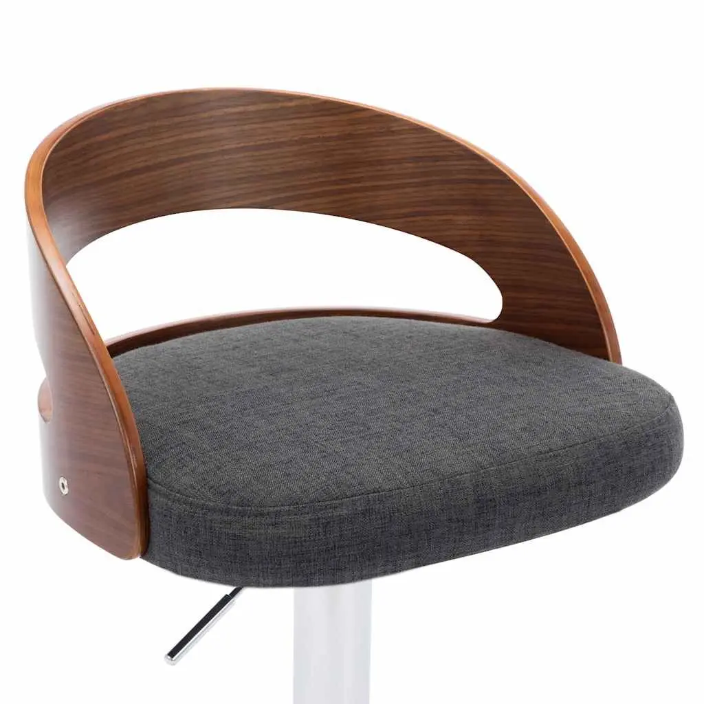 Bar Stools Set of 2 Grey Fabric Bentwood Frame Height Adjustable Counter Chairs