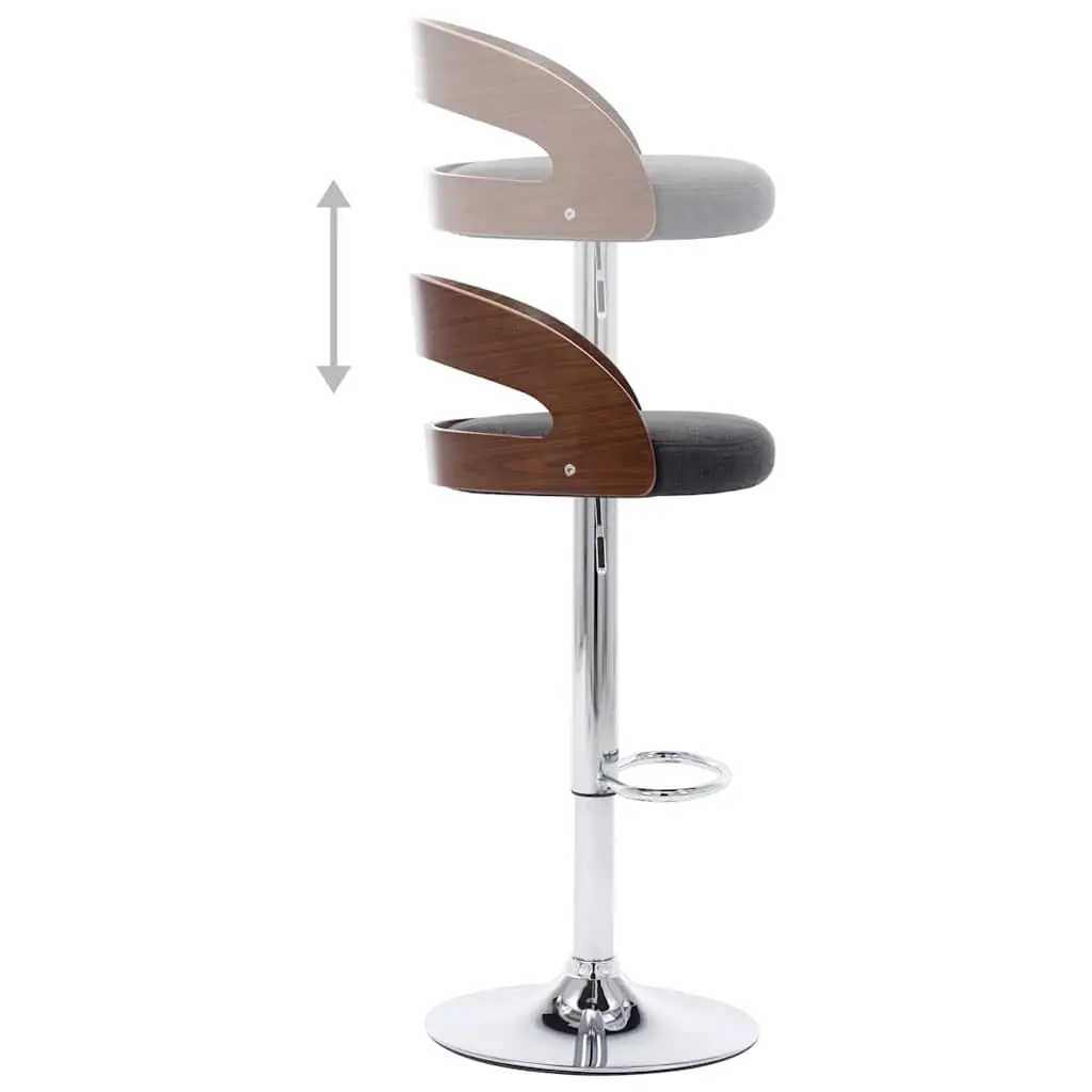 Bar Stools Set of 2 Grey Fabric Bentwood Frame Height Adjustable Counter Chairs