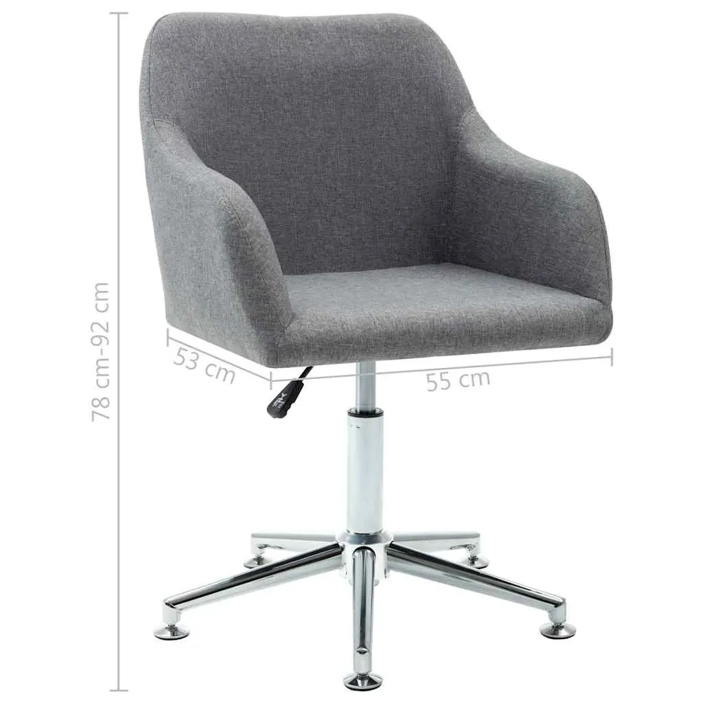 Swivel Dining Chair Ergonomic Grey Fabric 360 Degree Adjustable Seat