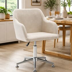 Comfortable Cream Fabric Dining Chair with Swivel Feature