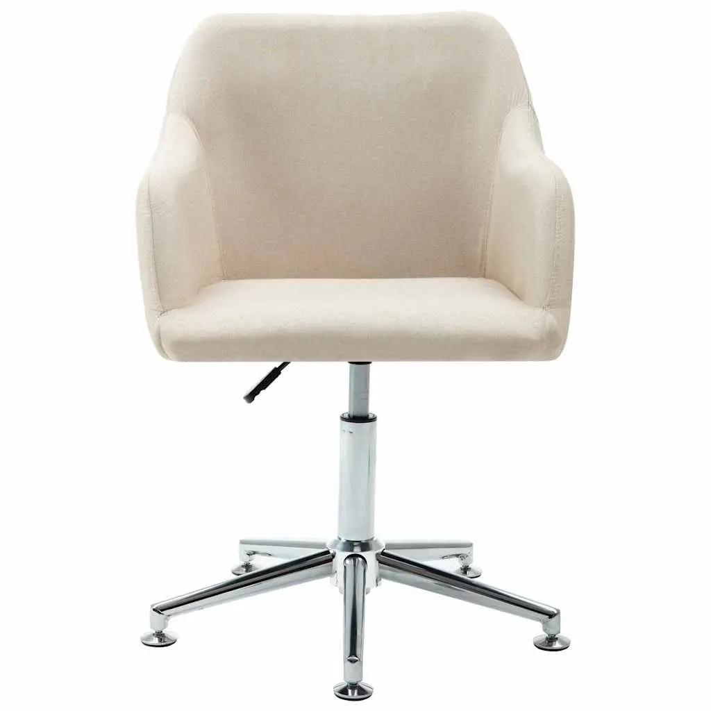 Swivel Dining Chair Ergonomic Cream Fabric Height Adjustable