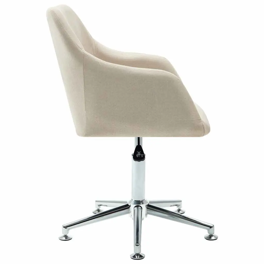 Swivel Dining Chair Ergonomic Cream Fabric Height Adjustable