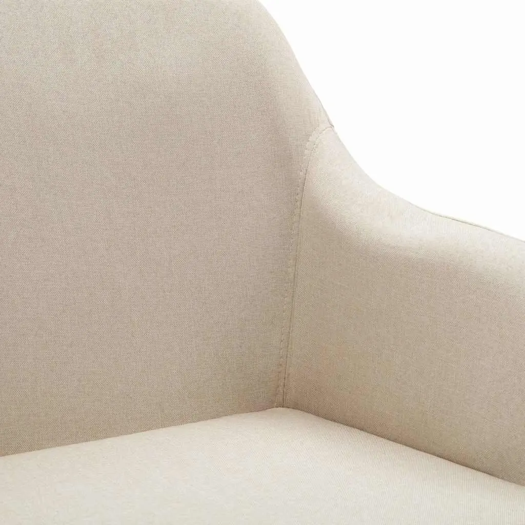 Swivel Dining Chair Ergonomic Cream Fabric Height Adjustable