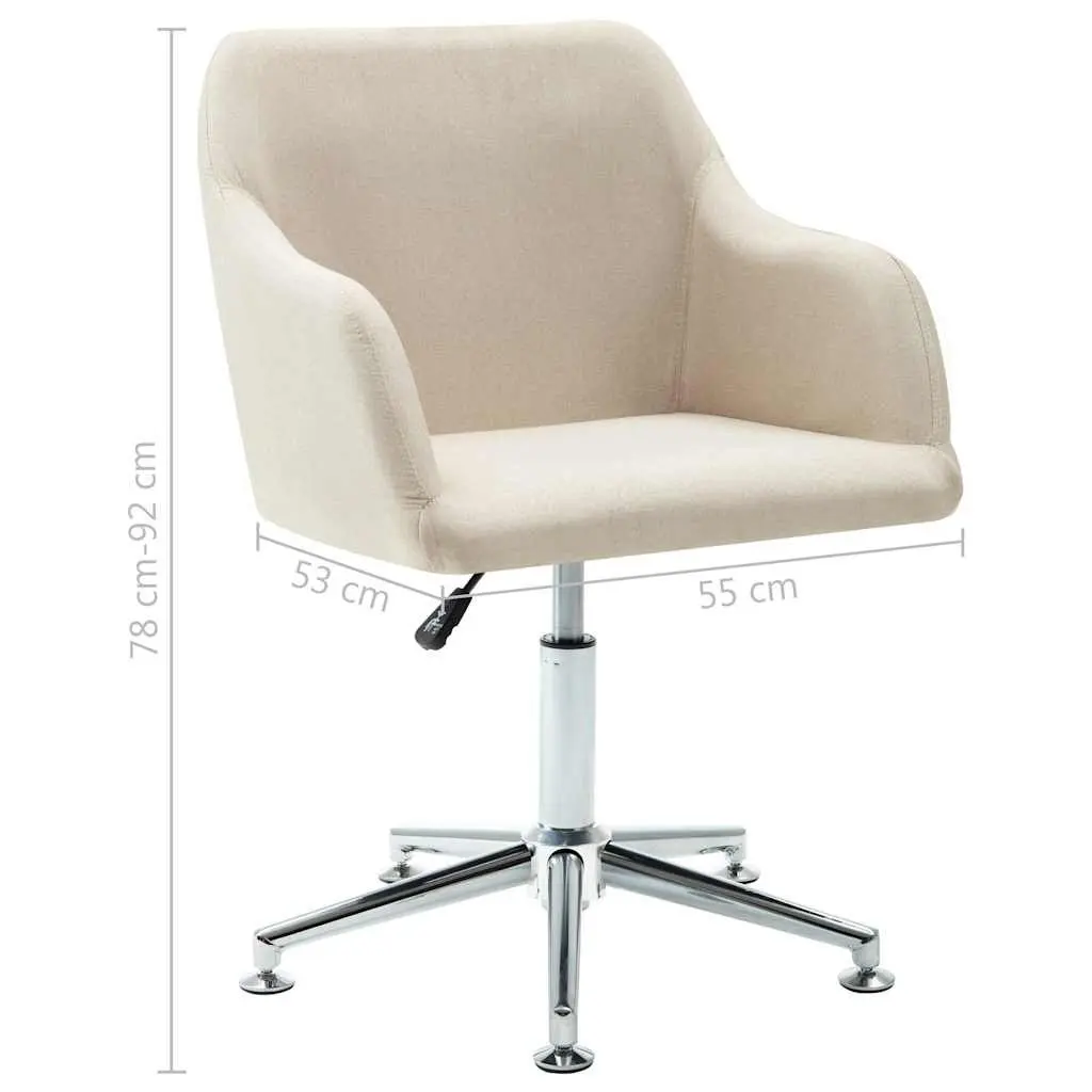 Swivel Dining Chair Ergonomic Cream Fabric Height Adjustable