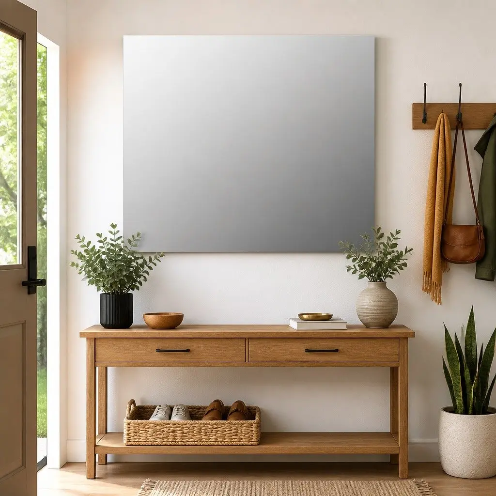 70x50 cm Silver Frameless Wall Mirror