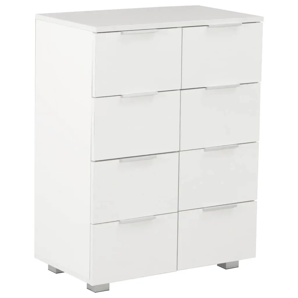 8-Drawer High Gloss White Chest of Drawers Engineered Wood Storage Cabinet