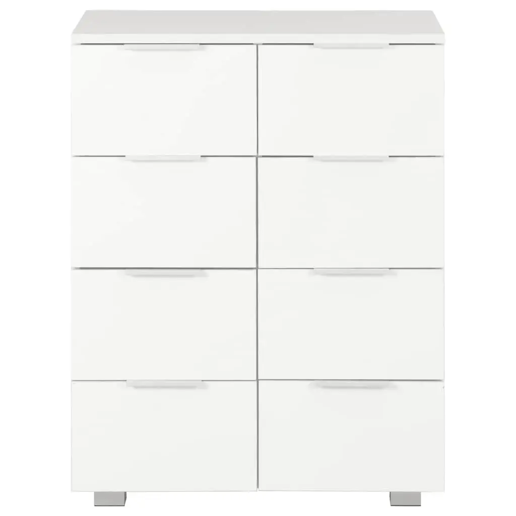 8-Drawer High Gloss White Chest of Drawers Engineered Wood Storage Cabinet