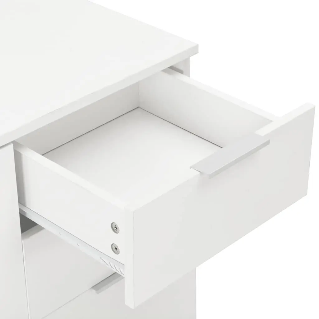 Sideboard High Gloss White Storage Cabinet with 2 Drawers and 3 Doors 107 x 35 x 80.5 cm