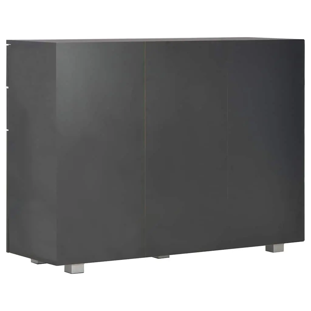 Sideboard High Gloss Black 107x35x80.5cm Storage Cabinet Engineered Wood 2 Drawers 3 Doors