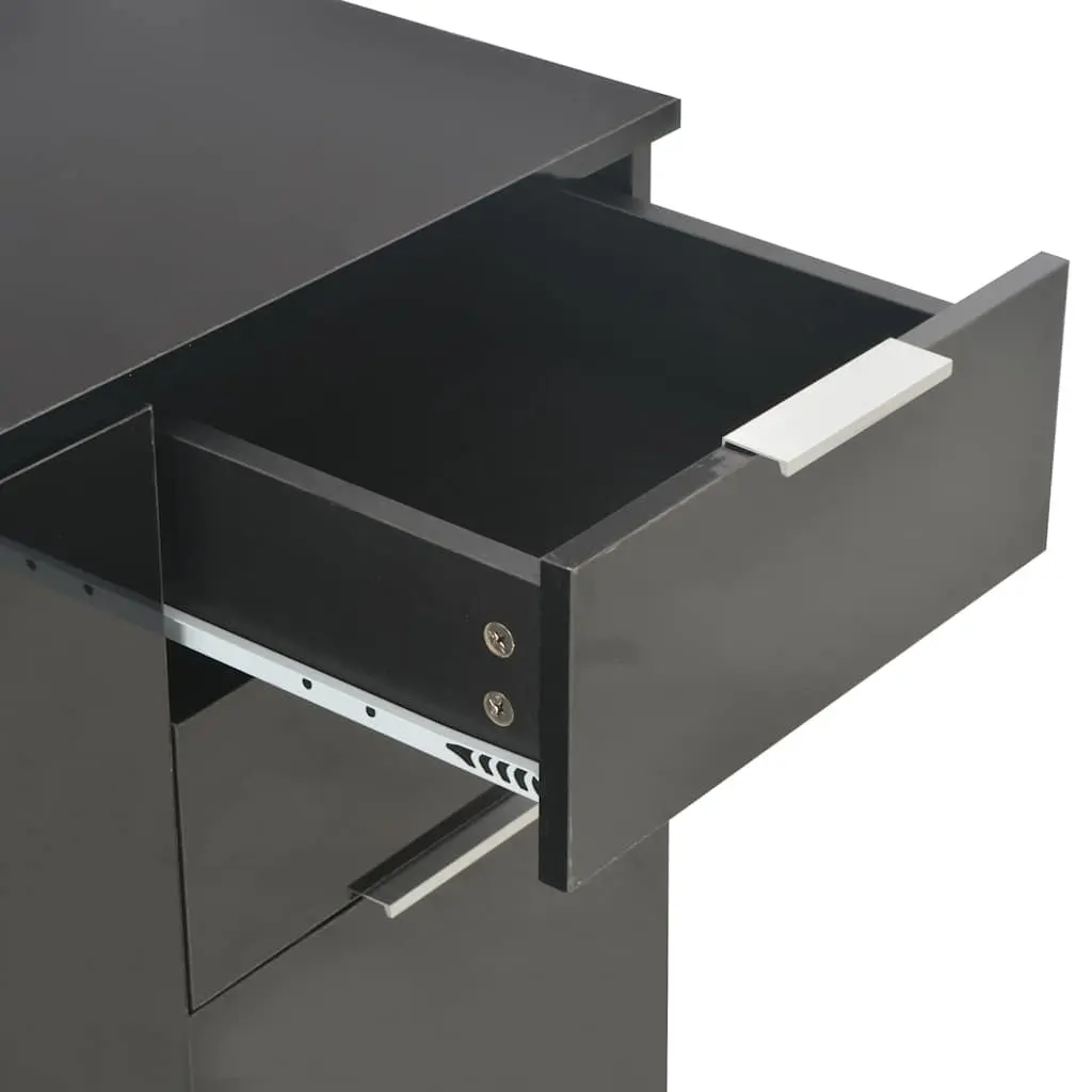 Sideboard High Gloss Black 107x35x80.5cm Storage Cabinet Engineered Wood 2 Drawers 3 Doors
