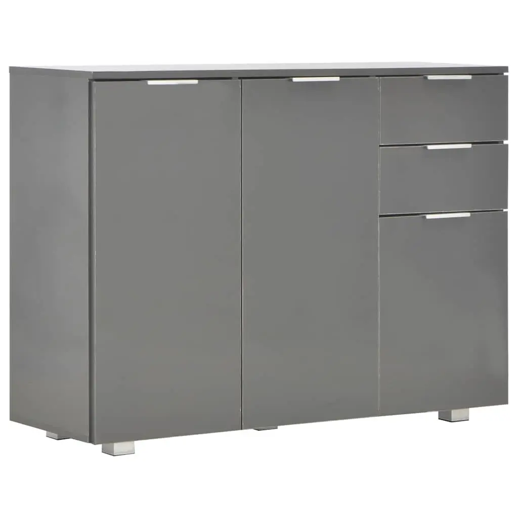Sideboard Grey High Gloss Storage Cabinet with Drawers Doors Living Room Buffet