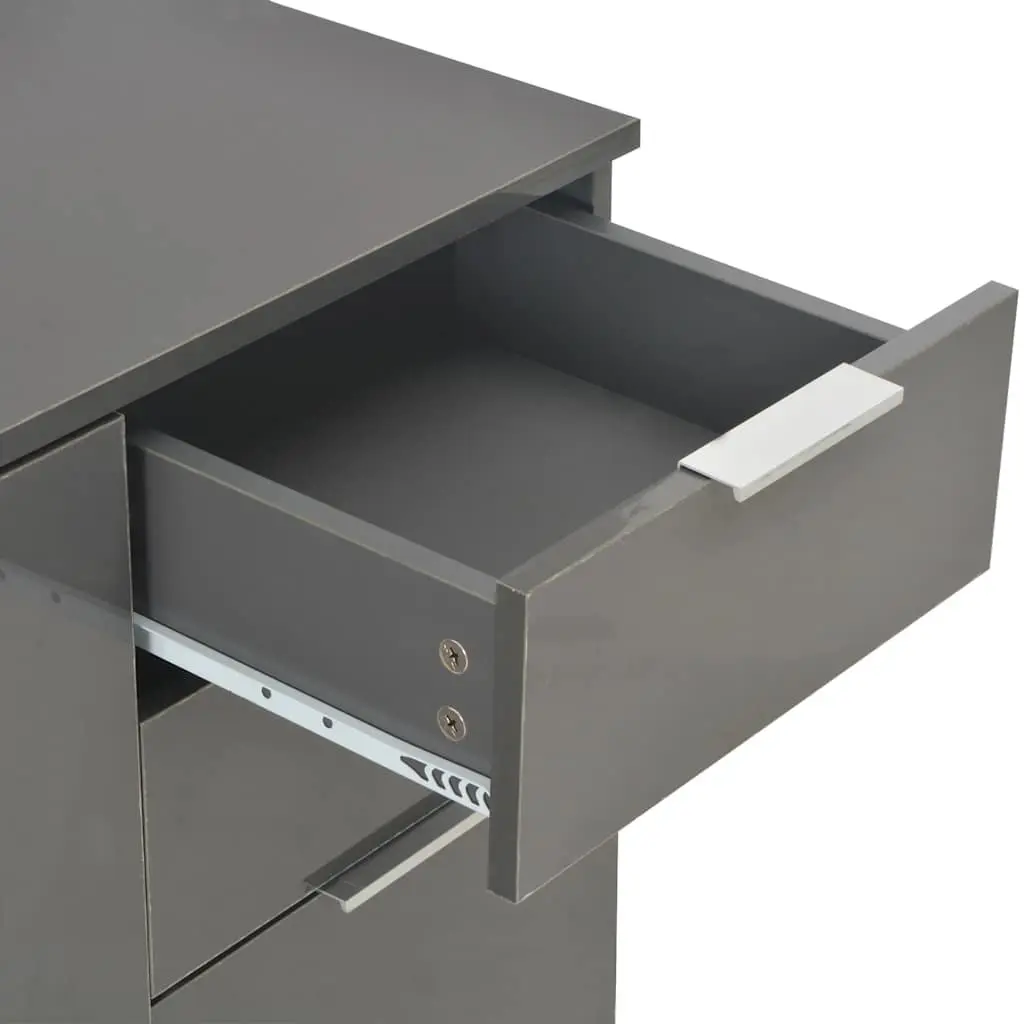 Sideboard Grey High Gloss Storage Cabinet with Drawers Doors Living Room Buffet