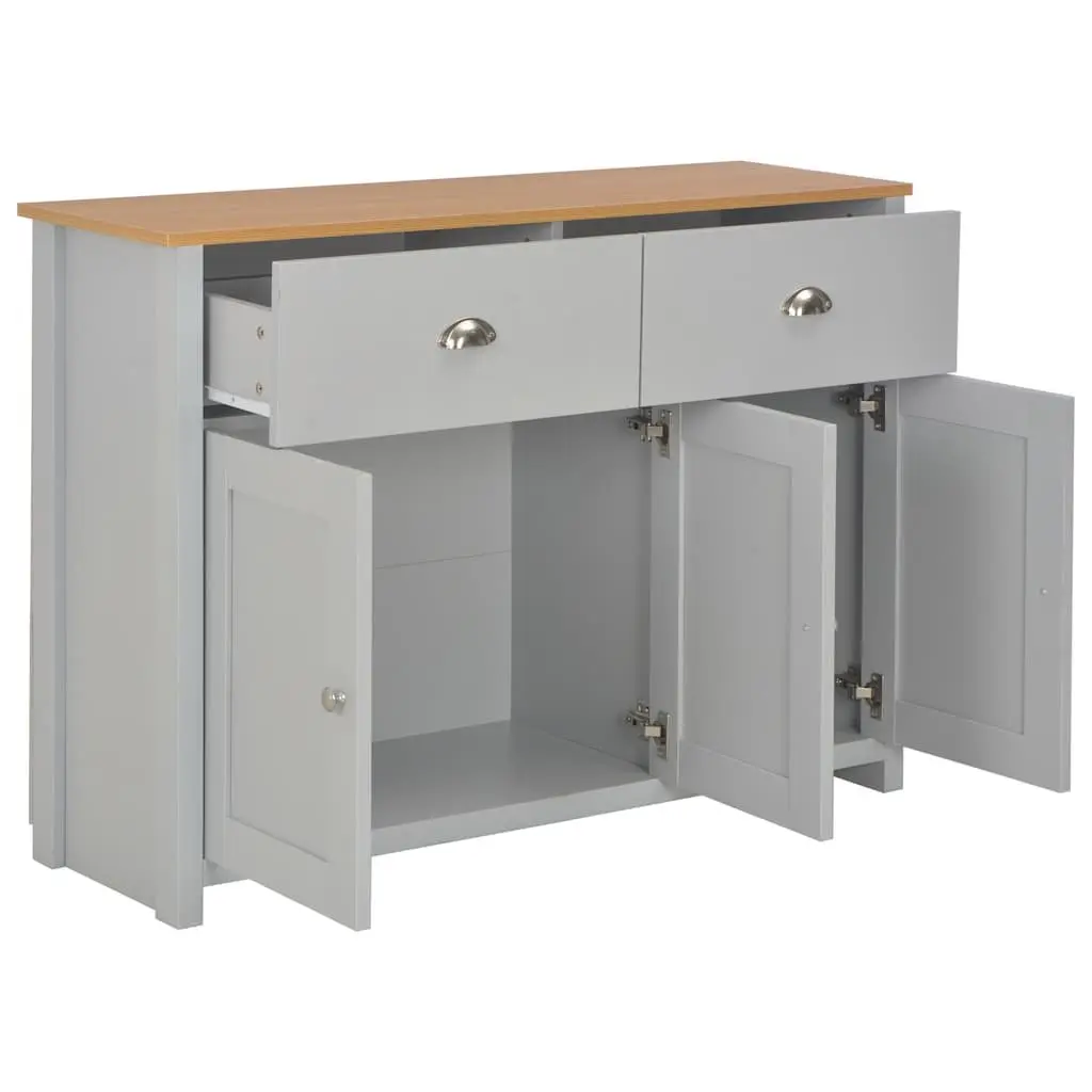 Sideboard Grey Storage Cabinet 2 Drawers 3 Doors 112x35x81cm