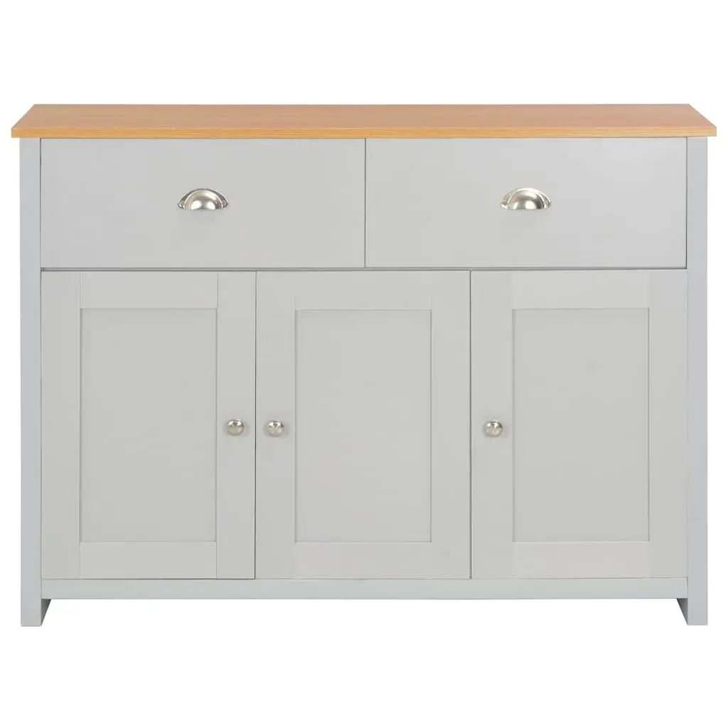 Sideboard Grey Storage Cabinet 2 Drawers 3 Doors 112x35x81cm