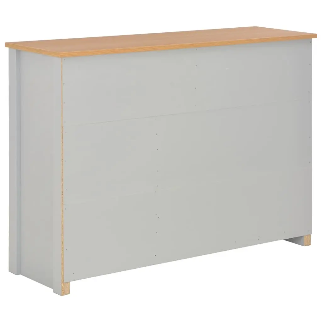 Sideboard Grey Storage Cabinet 2 Drawers 3 Doors 112x35x81cm