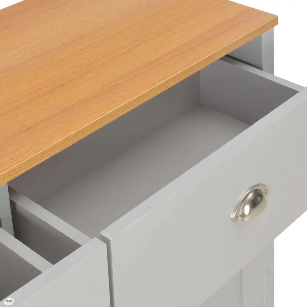 Sideboard Grey Storage Cabinet 2 Drawers 3 Doors 112x35x81cm