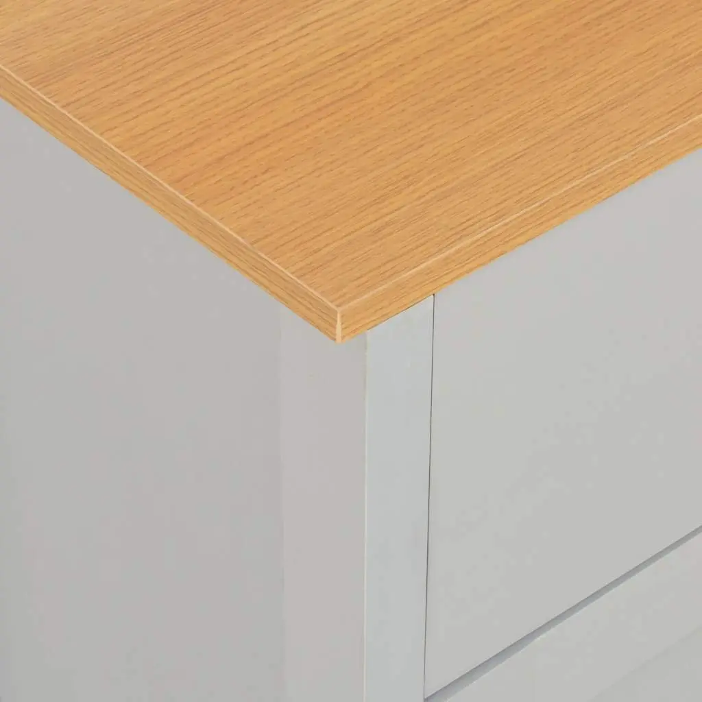 Sideboard Grey Storage Cabinet 2 Drawers 3 Doors 112x35x81cm