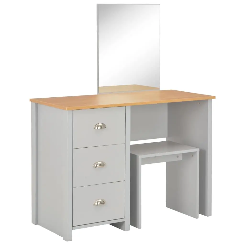 Dressing Table with Mirror and Stool Modern Grey Engineered Wood 104 x 45 x 131 cm