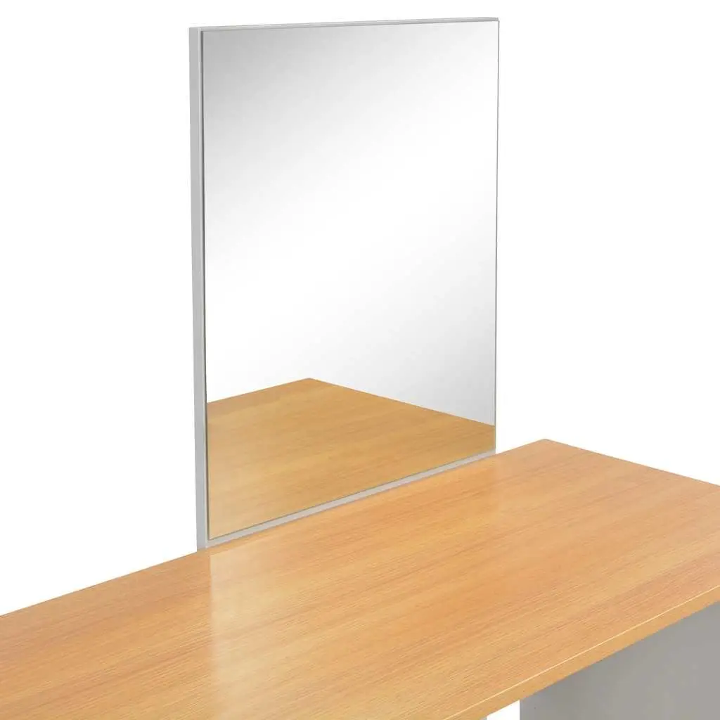 Dressing Table with Mirror and Stool Modern Grey Engineered Wood 104 x 45 x 131 cm